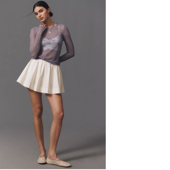 By Anthropologie Long-Sleeve Novelty Lace Top new nwt slate color size S - Picture 3 of 5